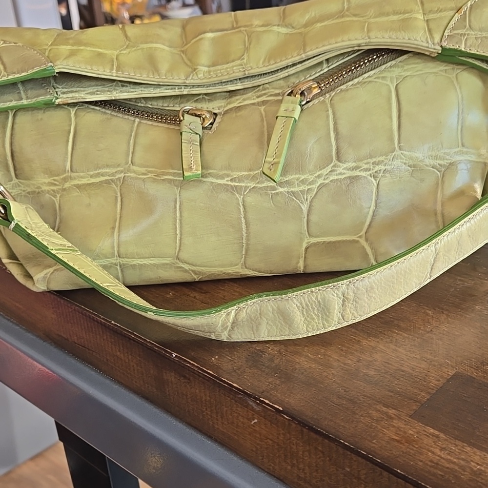 Dooney And Bourke Vintage Cinzia Hobo Bag Croc Embossed Leather Pistachio - Picture 8 of 12